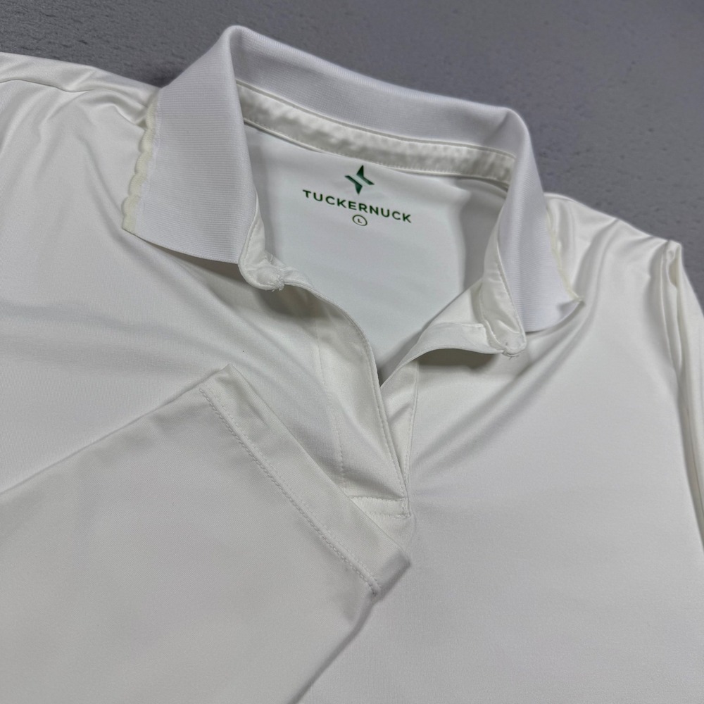 Tuckernuck White Long Sleeve Performance Polo Top Womens Large